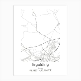 Ergolding,Germany Minimalist Map Art Print