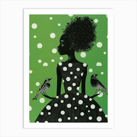 Girl With Birds 2 Art Print