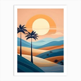 Desert Landscape With Palm Trees 6 Art Print