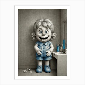 Doll In A Bathroom Art Print