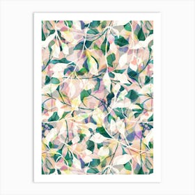 Watercolour Painted Foliage - Ecru Art Print