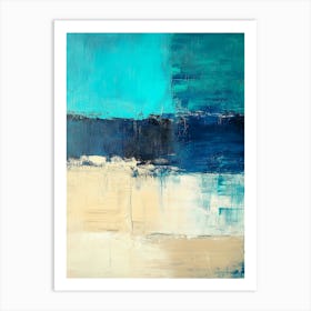 Teal And Beige Abstract Art Print