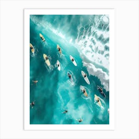 Surfers In The Ocean 1 Art Print