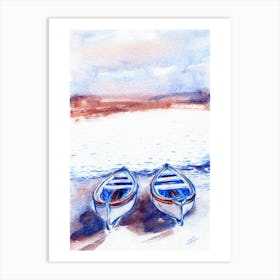 Two Boats On The Beach Art Print