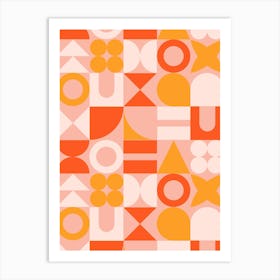 Creamsicle Mid Century Retro Geometric Shapes Art Print