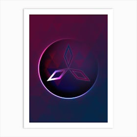 Geometric Neon Glyph on Jewel Tone Triangle Pattern 279 Art Print