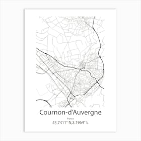 Cournon D Auvergne,France Minimalist Map Art Print