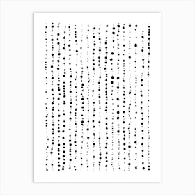 Minimal Dots Lines Black White Art Print