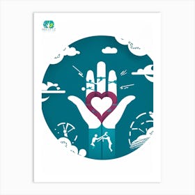 Abstract Vector Depiction Of The Essence Of Donation Featuring Silhouette Of Human Hand Extending A Art Print