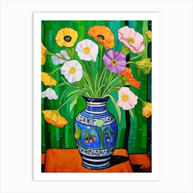 Flowers In A Vase Still Life Painting Cosmos 3 Art Print