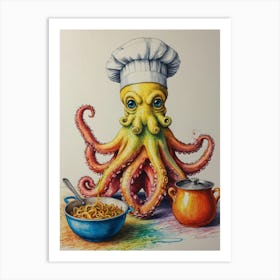 Octopus Chef 1 Art Print