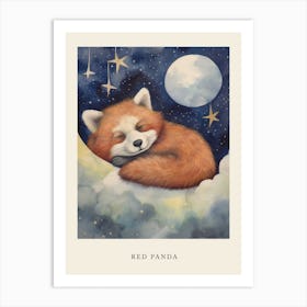 Baby Red Panda 4 Sleeping In The Clouds Nursery Poster Art Print