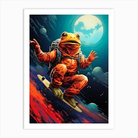 Frog Skateboarding Art Print