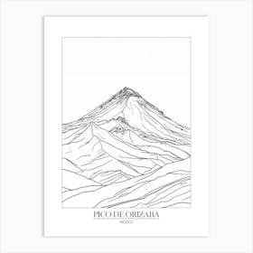 Pico De Orizaba Mexico Line Drawing 4 Poster Art Print