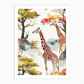 Giraffe Watercolour Pattern 1 Art Print