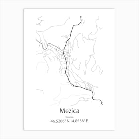 Mezica,Slovenia Minimalist Map Art Print