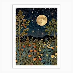 Moonlight In The Meadow Style William Morris 1 Art Print 2 Art Print