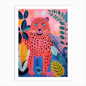 Red Leopard In The Jungle, Matisse Inspired Art Print