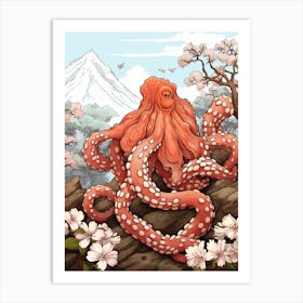 Giant Pacific Octopus Illustration 13 Art Print
