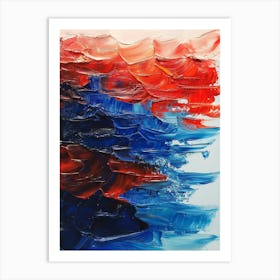 Abstract Oil Painting Of Red And Blue Tones Art Print