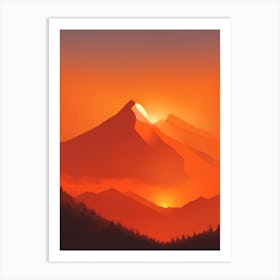 Misty Mountains Vertical Composition In Orange Tone 45 Art Print