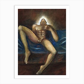 Male Nude With Overthrown Head - Anton Maliar painting adult mature homoerotic erotic man figurative classic old master vertical Art Print