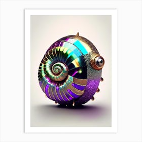 Snail With Discoball On Its Back  Patchwork Art Print