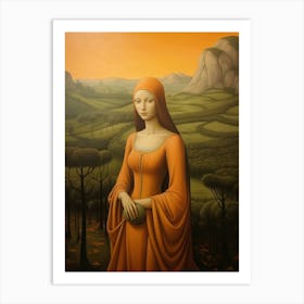 Woman In An Orange Dress Art Print