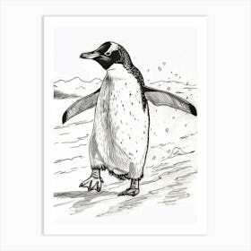 King Penguin Sliding On Ice 2 Art Print