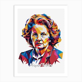 Margaret Thatcher 01 Portrait WPAP Pop Art Art Print