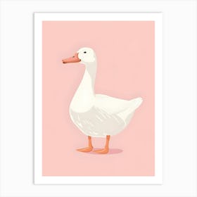 White Goose On Pink Background Art Print