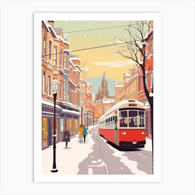 Vintage Winter Travel Illustration Glasgow United Kingdom 2 Art Print