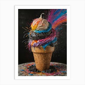 Colorful Ice Cream Cone 1 Art Print