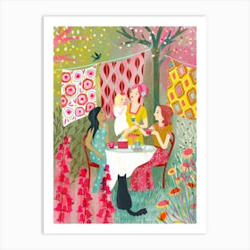 Summer Garden Sunday Tea With Family Art Print