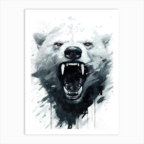 Aesthetic Abstract Watercolor Icebear Art Print