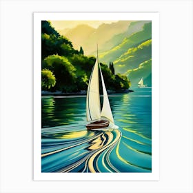 Sailboat On The Lake 1 Art Print