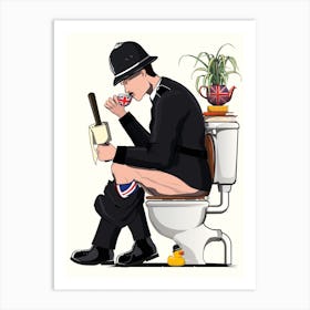 British Policeman on the Toilet Art Print