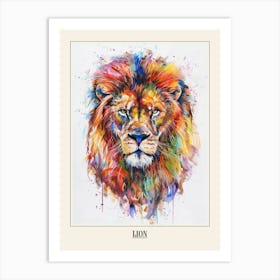 Lion Colourful Watercolour 1 Poster Art Print