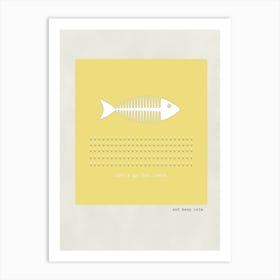 Healthy  Lunch - Fish Yellow Art Print