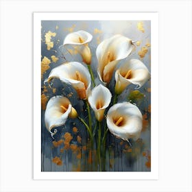 Gold Plated White Calla Lily Flowers Pt. 2 Art Print