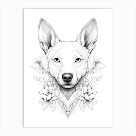 Basenji Dog, Line Drawing 4 Art Print