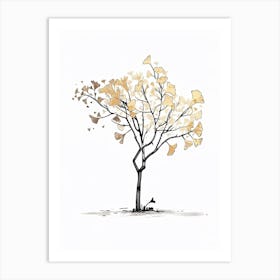 Ginkgo Tree Pixel Illustration 4 Art Print