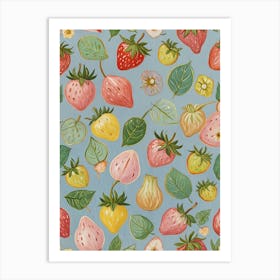 Pastel Strawberry Pattern Art Print