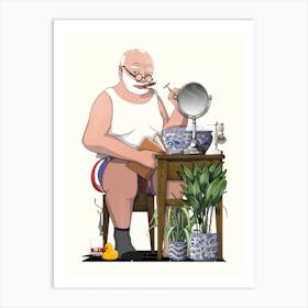 Churchill Shaving In Bathroom Art Print