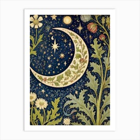 Moon And Flowers Style William Morris 5 Art Print