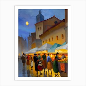 Street Market In The Evening Art Print