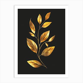 Gold Leaf On Black Background 1 Art Print