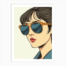 Cartoon Girl With Sunglasses Art Print