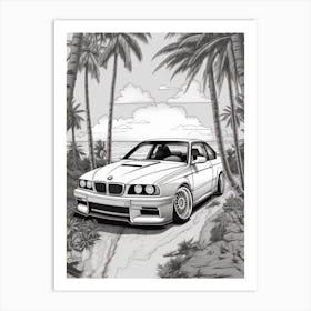 Bmw Tropical Line Drawing 1 Art Print