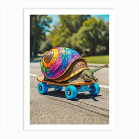 Snail On Skateboard 1 Art Print